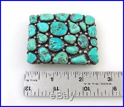 Navajo Handmade Sterling Silver Turquoise Cluster Belt Buckle BENNY PINTO RS AX