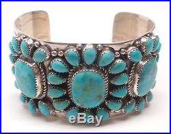 Navajo Handmade Sterling Silver Turquoise Cluster Bracelet Rosanna Williams