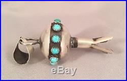 Navajo Handmade Turquoise & Sterling Silver Squash Blossom Pendant