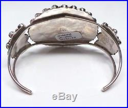 Navajo Handmade stabilize Turquoise Cluster Sterling Silver Bracelet R. Williams