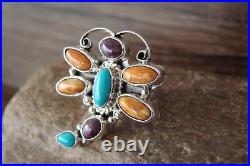Navajo Indian Jewelry Sterling Silver Multi-Stone Dragonfly Ring Size 5.5 P