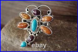 Navajo Indian Jewelry Sterling Silver Multi-Stone Dragonfly Ring Size 6.5 P