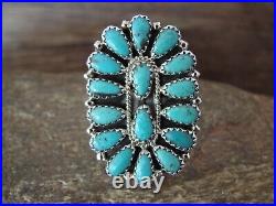 Navajo Indian Jewelry Sterling Silver Turquoise Cluster Ring Size 6 1/2 Begay