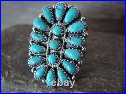 Navajo Indian Jewelry Sterling Silver Turquoise Cluster Ring Size 6 1/2 Begay