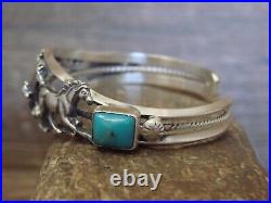 Navajo Indian Jewelry Sterling Silver Turquoise Horse Cuff by Platero