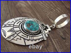 Navajo Indian Jewelry Sterling Silver Turquoise Pendant T & R Singer