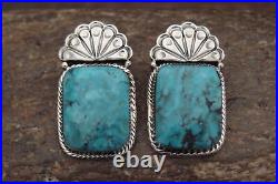 Navajo Indian Jewelry Sterling Silver Turquoise Post Earrings Sheena Jack