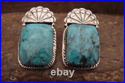 Navajo Indian Jewelry Sterling Silver Turquoise Post Earrings Sheena Jack