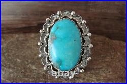 Navajo Indian Jewelry Sterling Silver Turquoise Ring Size 6.5 Delgarito