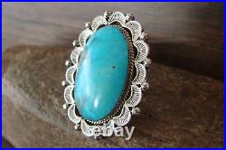 Navajo Indian Jewelry Sterling Silver Turquoise Ring Size 6.5 Delgarito