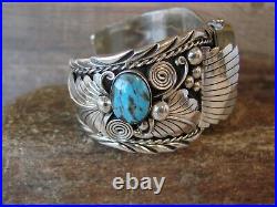 Navajo Indian Jewelry Sterling Silver & Turquoise Watch Cuff Thomas Yazzie