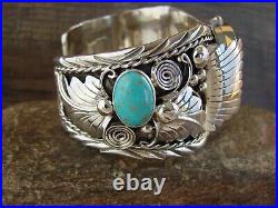Navajo Indian Jewelry Sterling Silver Turquoise Watch Cuff Thomas Yazzie