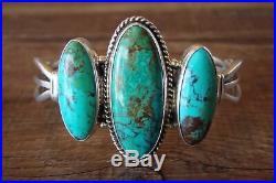 Navajo Indian Sterling Silver Turquoise Bracelet Signed
