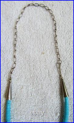 Navajo Indian Sterling Silver Turquoise & Coral Pendant & Heishi Beads Necklace Navajo Indian Sterling Silver Turquoise & Coral Pendant & Heishi Beads Necklace