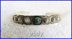 Navajo Indian Sterling Silver & Turquoise Fred Harvey Era Whirling Logs Bracelet