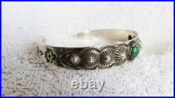 Navajo Indian Sterling Silver & Turquoise Fred Harvey Era Whirling Logs Bracelet