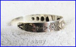 Navajo Indian Sterling Silver & Turquoise Fred Harvey Era Whirling Logs Bracelet