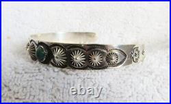 Navajo Indian Sterling Silver & Turquoise Fred Harvey Era Whirling Logs Bracelet