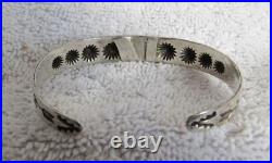 Navajo Indian Sterling Silver & Turquoise Fred Harvey Era Whirling Logs Bracelet