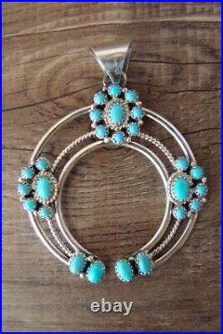 Navajo Indian Sterling Silver Turquoise Naja Pendant