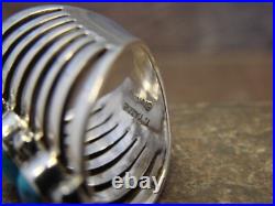 Navajo Indian Sterling Silver Turquoise Row Ring -Thomas Yazzie Size 6