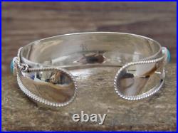 Navajo Indian Sterling Silver Turquoise Wolf Pack & Rope Cuff Bracelet Platero