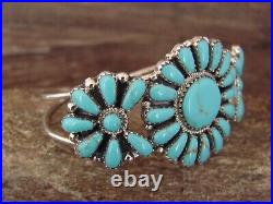 Navajo Indian Traditional Sterling Silver Turquoise Cluster Bracelet by Williams