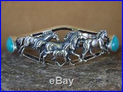 Navajo Indian Turquoise Sterling Silver Horse Bracelet Platero