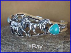 Navajo Indian Turquoise Sterling Silver Horse Bracelet Platero