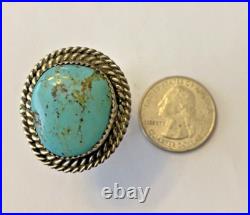 Navajo Jason Livingston Sterling Silver & Turquoise Ring Size 8 1/2