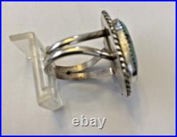 Navajo Jason Livingston Sterling Silver & Turquoise Ring Size 8 1/2