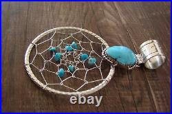 Navajo Jewelry Handmade Sterling Silver Turquoise Dreamcatcher Pendant Yazzie