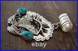 Navajo Jewelry Handmade Sterling Silver Turquoise Elk Pendant! Belin