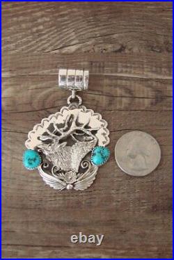 Navajo Jewelry Handmade Sterling Silver Turquoise Elk Pendant! Belin