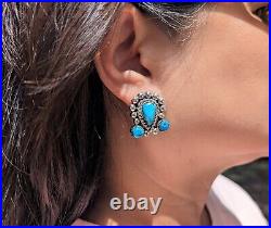 Navajo Jewelry Kachina Headdress Shaped Earrings Turquoise Native American