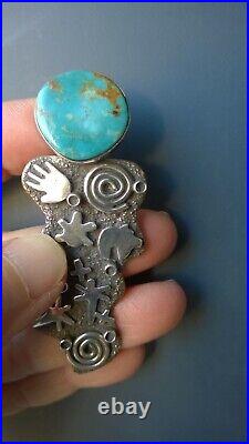 Navajo Jewelry Pendant Alex Sanchez Sterling Silver Turquoise