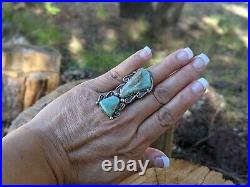 Navajo Jewelry Ring Turquoise Mountain Stones size 8 Signed Native American