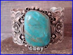 Navajo Jewelry Sterling Silver Turquoise Bracelet by Albert Cleveland