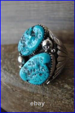 Navajo Jewelry Sterling Silver Turquoise Men's Ring- Size 11