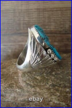 Navajo Jewelry Sterling Silver Turquoise Men's Ring- Size 11