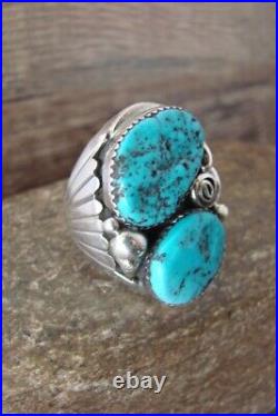 Navajo Jewelry Sterling Silver Turquoise Men's Ring- Size 11 1/2