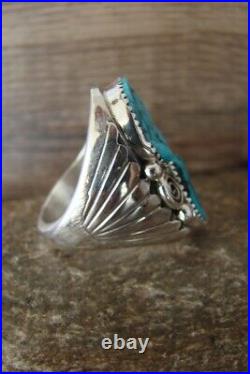 Navajo Jewelry Sterling Silver Turquoise Men's Ring- Size 11 1/2