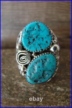 Navajo Jewelry Sterling Silver Turquoise Men's Ring- Size 12