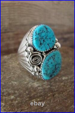 Navajo Jewelry Sterling Silver Turquoise Men's Ring- Size 12