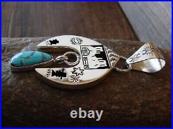 Navajo Jewelry Sterling Silver Turquoise Shadow Box Pendant! J. James
