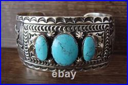 Navajo Jewelry Sterling Silver Turquoise Wild Life Story Bracelet by June Del
