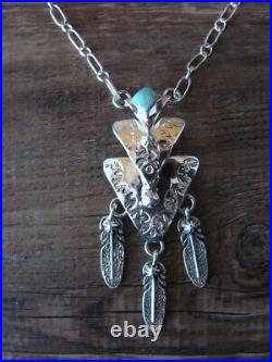 Navajo Jewelry Turquoise Sterling Silver Arrow Link Necklace by Mike Smith