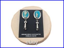 Navajo Jewelry Women's Earrings Sterling Silver Kingman Turquoise Signed