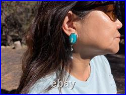 Navajo Jewelry Women's Earrings Sterling Silver Kingman Turquoise Signed