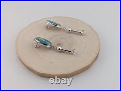 Navajo Jewelry Women's Earrings Sterling Silver Kingman Turquoise Signed